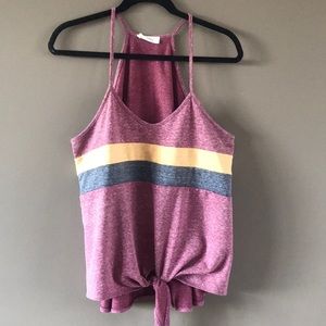Size L maroon stripe tank.